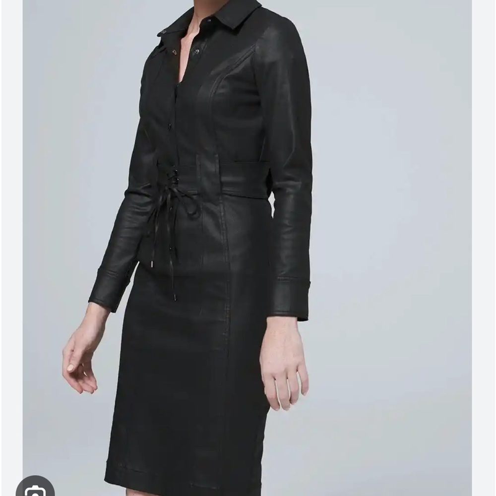 WHBM Black Coated Denim Dress NWT $150 (Q-3)
